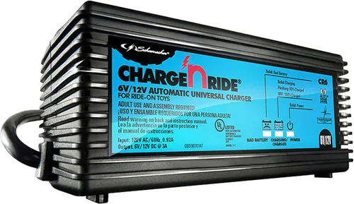 Schumacher Electric Cargador de batería de 6 voltios/12 voltios para juguetes montables - Charge 'N Ride CR6-3 Amp, cargador de batería totalmente