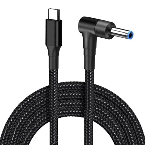 Vista 3 de Cable Cordón Convertidor de Carga USB C para Adaptador de Corriente AC de Portátil HP 19.5v 45w 65w Punta Azul Inteligente Fuente de Alimentación