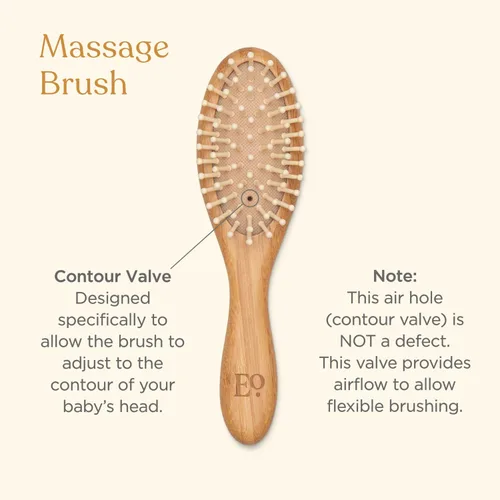 Vista 9 de ELLAOLA Juego de cepillo y peine de bambú natural, 3 piezas - Cepillo para costra láctea, cepillo de masaje para el cabello, peine de bambú