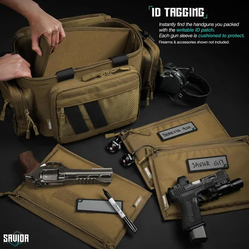 Vista 9 de Savior Equipment Funda táctica 600D para arma de fuego, funda suave con parche reflectante para bolsa de gama Specialist Series, cremalleras