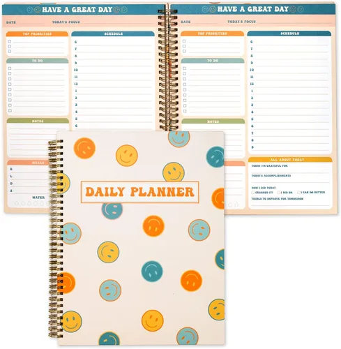 Vista 7 de THiNKABLE Undated Daily Planner Notebook 8.5x11, Cute Notebook, Pink Green To Do List Large Hardcover Spiral Schedule Planner, Inspirational Quote