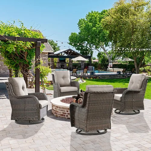 Vista 98 de Belord Mesa auxiliar pequeña para exteriores, mesa de mimbre de vidrio templado, mesa de centro impermeable para patio, mesa auxiliar de ratán