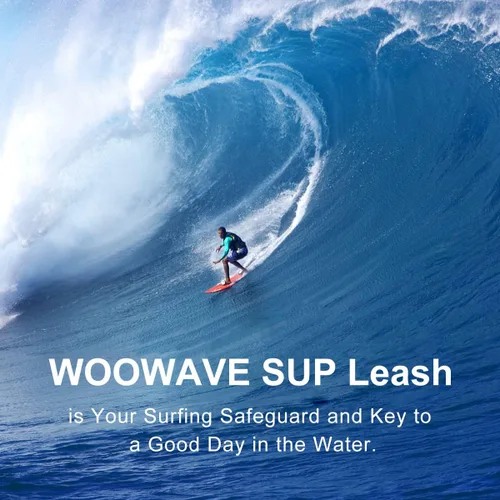Vista 8 de WOOWAVE Correa SUP de 11 pies en espiral para tabla de remo para tabla de surf, correa de tobillo con funda impermeable para billetera/teléfono