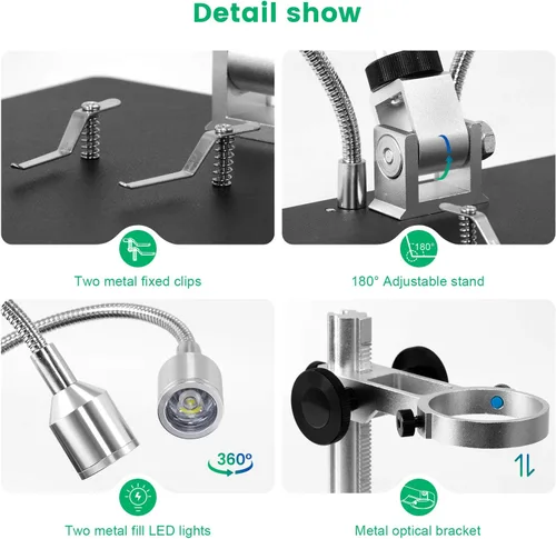 Vista 7 de Andonstar Microscopio de monedas AD208 con pantalla de 8.5 pulgadas 260X LCD Lab Handheld USB Microscopios digitales para reparación de PCB