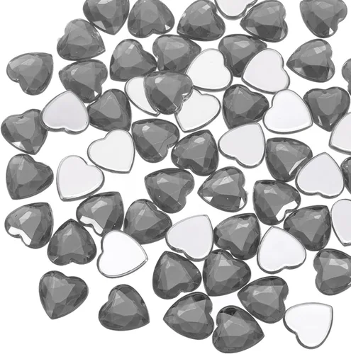 Vista 16 de MECCANIXITY 40 piezas de cuentas de acrílico con forma de corazón, 12 mm, con parte trasera plana, gemas de plástico para joyería, pegatinas