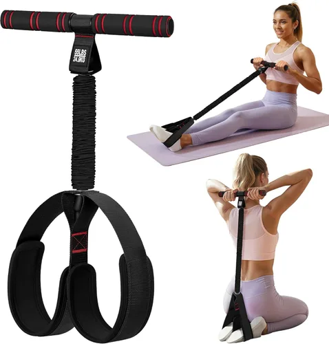 Vista 8 de Pedal Resistance Band with Handle Upgraded 55LBS Exercise Resistance Bands for Core, Abs, Legs, Glutes, Arms, Strength, Physical Therapy, Pilates