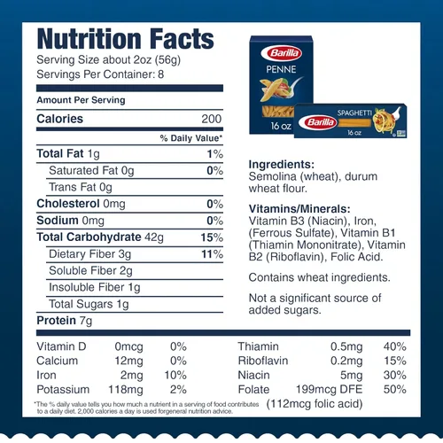 Vista 2 de Barilla Penne - Paquete variado de pasta y espagueti, cajas de 16 onzas (paquete de 8), pasta sin OMG hecha con sémola de trigo duro, pasta