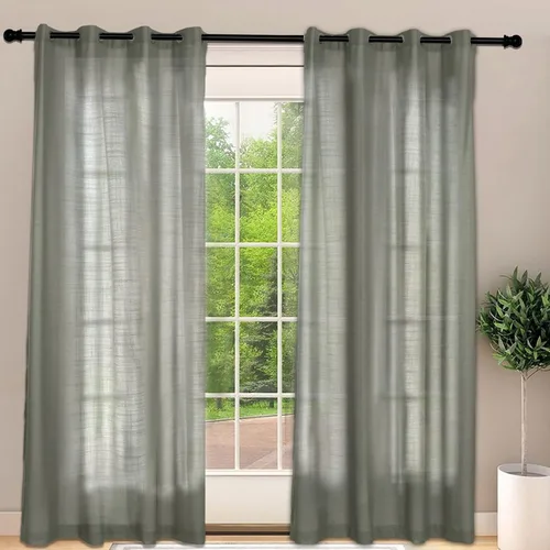 Vista 21 de Frelement Cortinas opacas extralargas de 108 pulgadas de largo, para sala de estar, cortinas de lino con bloqueo de luz, cortinas con aislamiento