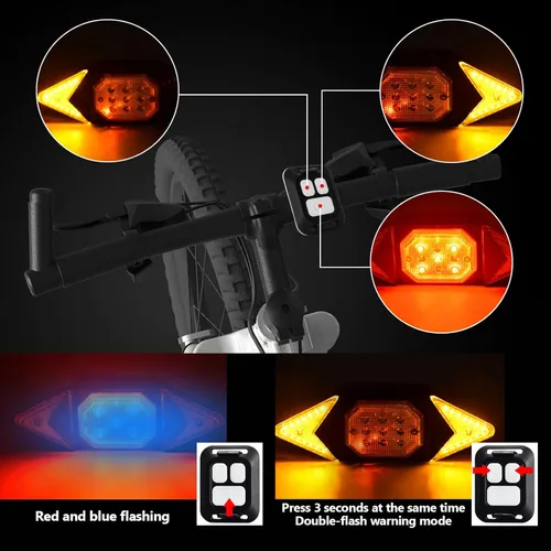 Vista 2 de Luces de bicicleta delanteras y traseras recargables, Maketheone Super Bright Juego de faros y luces traseras para bicicleta, señales de giro, fácil