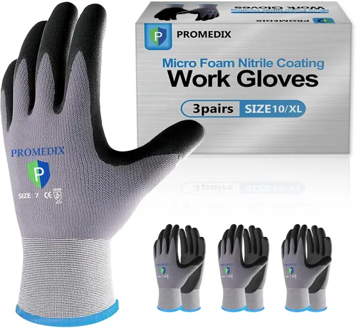 Vista 18 de PROMEDIX P Nitrile Coated Work Gloves,MicroFoam Safety Work Gloves Men,Seamless Knit Nylon&spandex Gloves with Grip
