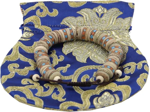 Vista 2 de KayJayStyles - Pulsera de medicina tibetana para muñeca de Mala yak, turquesa, coral, metales curativos