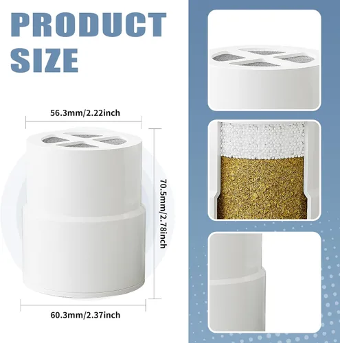 Vista 2 de Paquete de 2 filtros de repuesto para cabezal de ducha JOLIE, compatible con cartucho de filtro de ducha JOLIE, reduce el cloro, metales pesados e