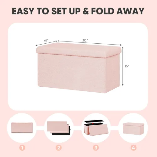 Vista 185 de PINPLUS Otomanas otomanas de almacenamiento con forma cuadrada con reposapiés de almacenamiento para sala de estar, asiento otomano Boucle para Gris