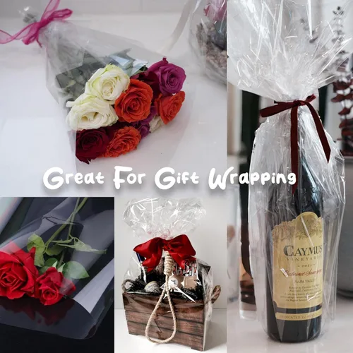 Vista 4 de Craft and Party, rollo de papel celofán transparente para envolver.