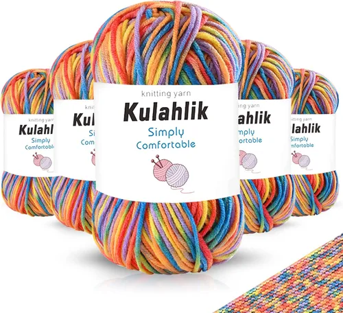Vista 122 de Hilo acrílico de 1.76 oz (1 x 1.76 oz) para tejer y tejer, hilo de hilo degradado colorido, 1 rollo de madejas, hilo acrílico multicolor, perfecto
