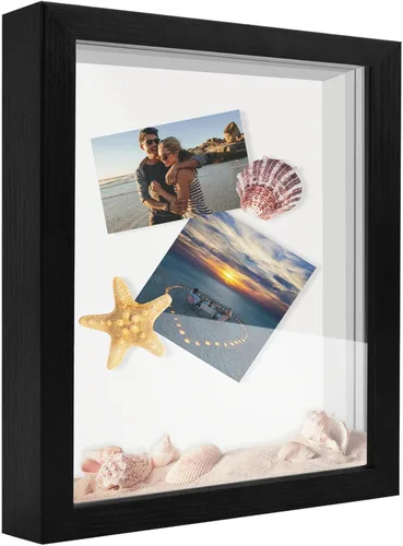 Vista 20 de Marco expositor 4x6 tipo shadow box, de madera con plexiglás, caja expositora para objetos de interés, medallas, manualidades, entradas y fotos