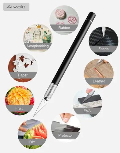 Vista 4 de Cuchillo de pasatiempos para manualidades, cuchillo Exacto, 2 cuchillos y 60 cuchillas con una bolsa, cuchillo de corte de precisión para cortar