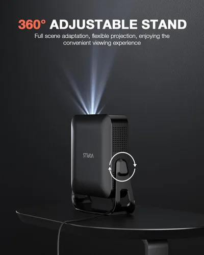 Vista 7 de 【360°Rotation & Native 1080P】Thinnest 1.81" Smart Mini Projector with WiFi and Bluetooth, Auto Focus & Keystone Portable Outdoor Projector, VOPLLS