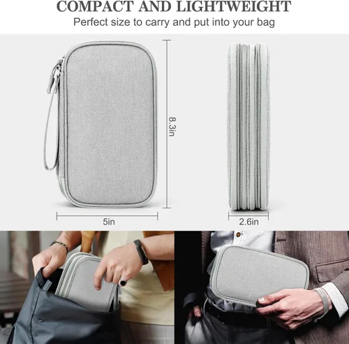 Vista 51 de FYY Organizador para accesorios electrónicos, para viajes, para cables, celular y cargadores, estuche portátil, impermeable, doble capa, bolsa