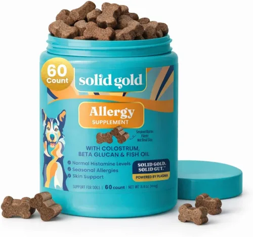 Vista 10 de Solid Gold Masticables para aliviar la alergia de los perros, alivio de la picazón de la piel y apoyo de alergias estacionales, aceite de salmón