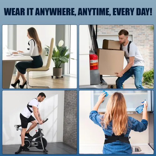 Vista 7 de Corrector de Postura para Hombres y Mujeres, Soporte de Espalda Ajustable para Alivio del Dolor de Espalda, Cuello y Hombro, Soporte de Espalda