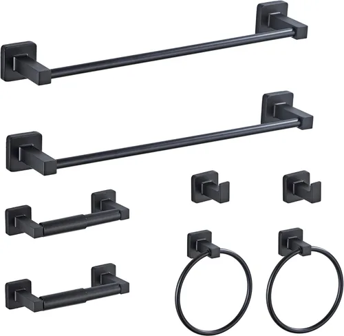 Vista 18 de Juego de accesorios de baño de hardware de baño de oro ligero de 4 piezas de Brushed, juego de accesorios de baño de acero inoxidable montado