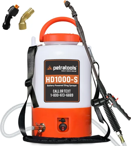 Pulverizador alimentado por batería PetraTools de 1 galón - HD1000-S - Pulverizador eléctrico de servicio pesado para control de malezas/plagas y
