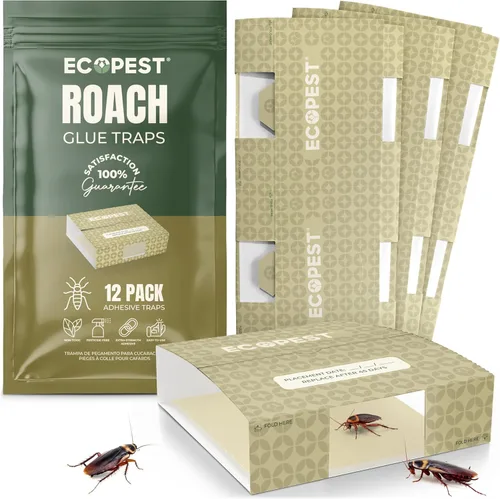 Trampa para cucarachas – Paquete de 12 | Trampas adhesivas de pegamento para interiores para cucarachas y otros insectos e insectos rastreros |