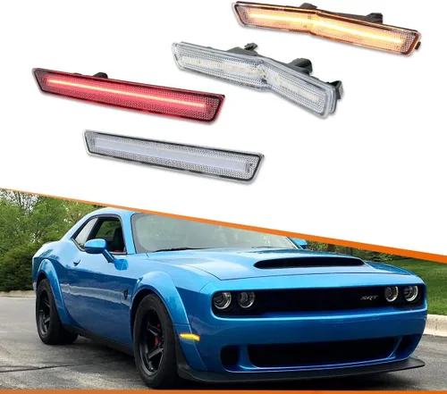 Vista 14 de ADIIL Luces de posición laterales LED de repuesto para Dodge Challenger SRT Widebody RT ámbar LED guardabarros delanteros OEM Fit Sidemarker Kit