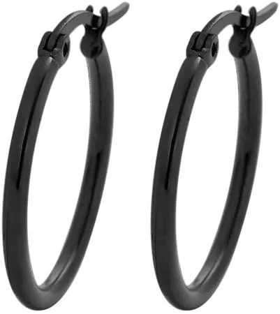 Vista 2 de Edforce - Aretes de acero inoxidable tipo argolla (20-60 mm de diámetro)