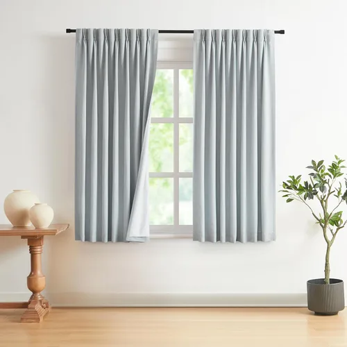 Vista 37 de Vision Home Cortinas marrones con pliegues pinzados, opacas completas, cortinas de ventana de lino mezclado para oscurecer la habitación, cortinas