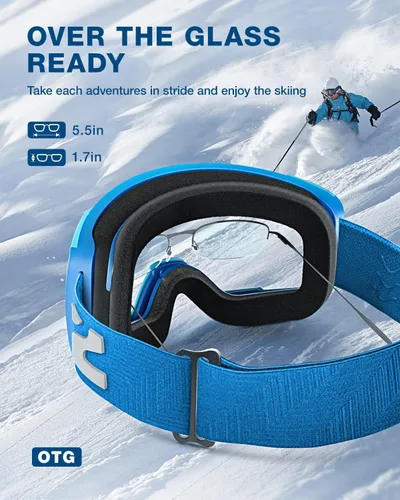 Vista 7 de ZIONOR Ski Goggles, Z1 Zipon HD Lens Snow Snowboard Goggles for Men Women Adult