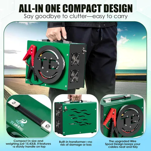 Vista 3 de TUDIVING PCP Air Compressor,4500Psi/30Mpa HPA Compressor, Built-in Power Converter for 12V DC or 110V AC with Wire Spool Design,Water/Oil-Free for