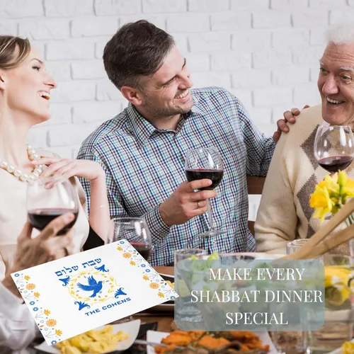 Vista 5 de Shabat - Funda para jala de Shabat, doble capa, 100% algodón, regalo de Shabat, decoración judía