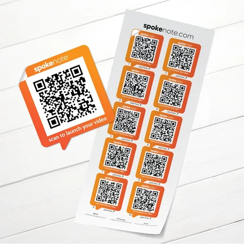 Vista 10 de Adhesivo personalizado para grabación de video Las calcomanías de código QR de Spokenote te permiten añadir videos personalizados, instrucciones a
