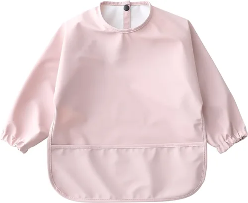 Vista 19 de GZMM Baberos impermeables para bebés, babero de alimentación de manga larga con recogedor de alimentos, se limpia y lavable