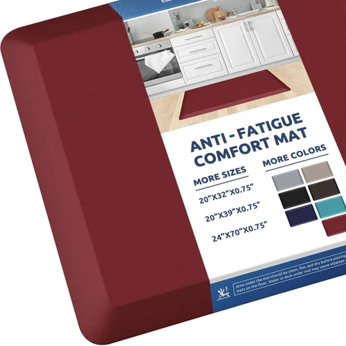 Vista 30 de KitchenClouds Alfombra de cocina acolchada anti fatiga, 17.3 x 60 pulgadas, impermeable, antideslizante, tapete de escritorio cómodo, para cocina