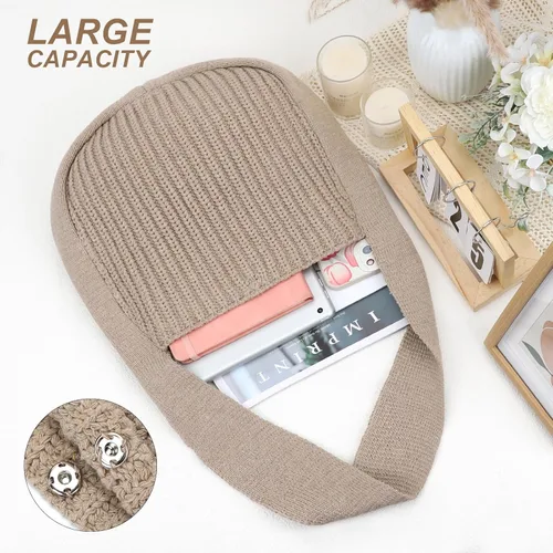 Vista 4 de hatisan Bolsas de ganchillo para mujer, bolsa de ganchillo grande, bolsa de mano de punto estética, bolso de hombro