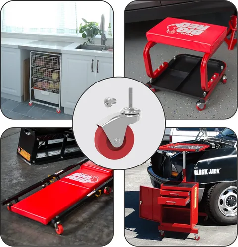 Vista 6 de BIG RED ATR6551-6PB - Juego de 6 ruedas giratorias de 360 grados resistentes para montaje en poste de carrito de servicio de enredadera, carrito