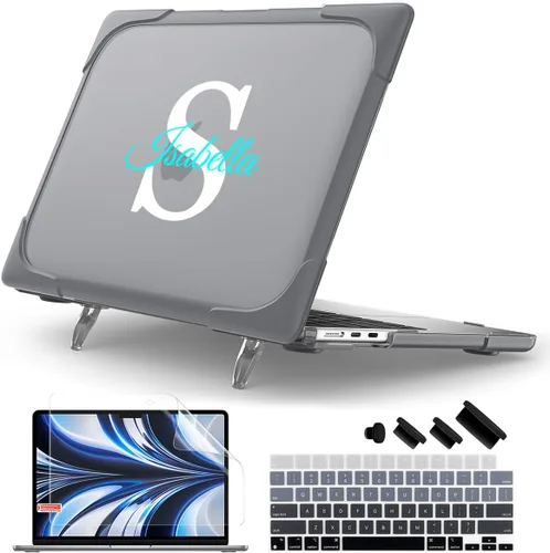 Vista 8 de Batianda Funda resistente para MacBook Air de 15 pulgadas 2026 M5 2025 M4 2024 2023 versión modelo A3448/A3241/A3114/A2941, soporte plegable