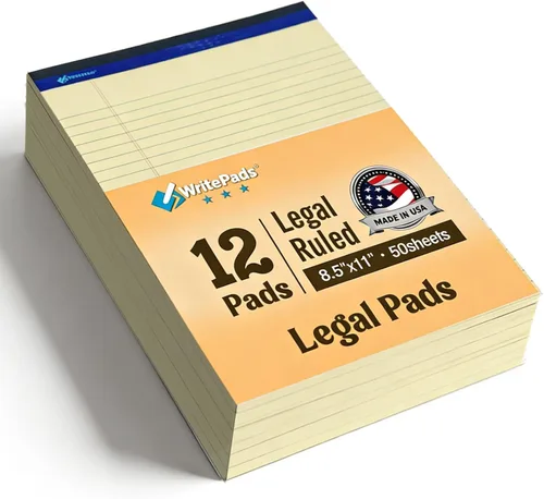 Vista 11 de Paquete de 6 blocs de notas legales con rayas anchas de 8.5 x 11 pulgadas (50 hojas/bloc) de papel reciclado blanco microperforado, bloc de notas