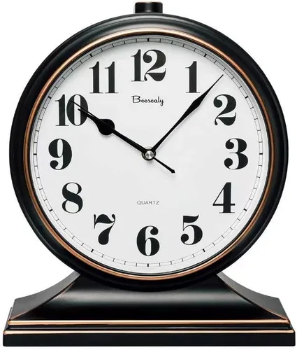 Reloj de escritorio silencioso retro de 10 pulgadas, decorativo antiguo, fácil de leer en la oficina/dormitorio (negro)