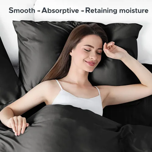 Vista 5 de Funda de almohada de seda de morera 100 % pura para cabello y piel, resistente a los alérgenos, doble cara, 600 hilos de seda con cremallera oculta