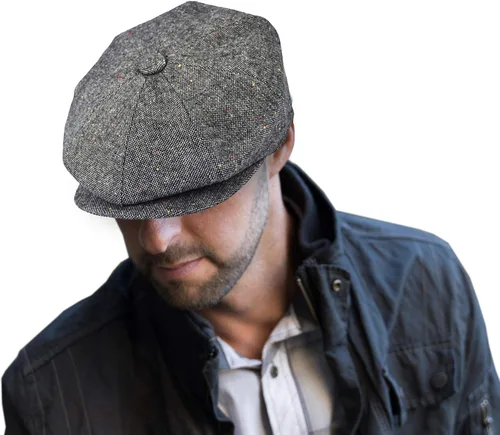 Vista 15 de EPOCH Gorra de lana para hombre, sombrero de golf Applejack de cabbie de tweed de conducción en espiga Nsb2317