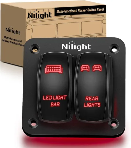 Vista 12 de Nilight 90104B - Barra de luz LED trasera láser de aluminio de 2 velocidades con interruptor basculante a palanca precableado de encendido y apagado