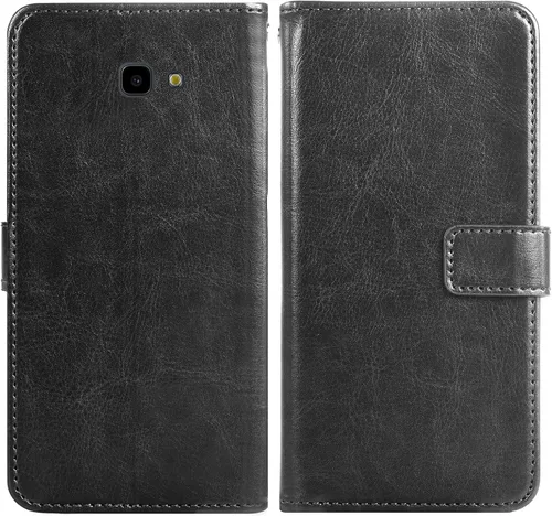 Vista 4 de Asuwish Compatible con Samsung Galaxy J4 Plus - Funda tipo cartera de vidrio templado con protector de pantalla y soporte de cuero para tarjetas