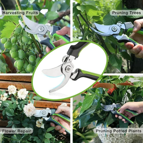 Vista 7 de WORKPRO Tijeras de podar de derivación de jardín, tijeras de podar de 8.5 pulgadas con cuchillas forjadas integrales CRV, herramientas de mano
