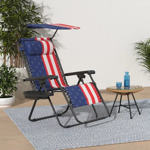 Vista 2 de Best Choice Products Silla reclinable plegable de gravedad cero para exteriores, de patio, para salón al aire libre, con toldo ajustable