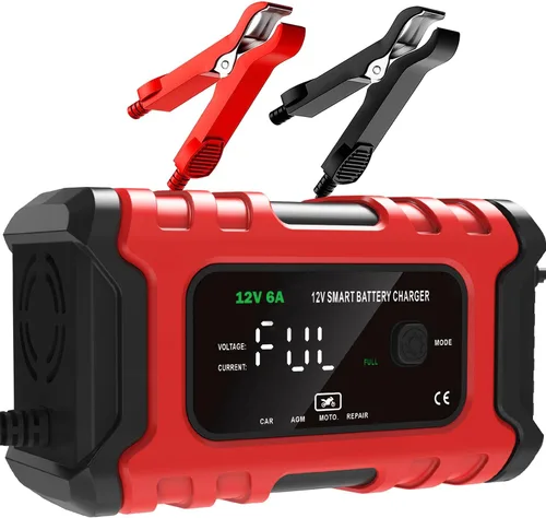 Cargador de batería de automóvil, cargador inteligente de batería de goteo de 12V 6A, mantenedor desulfatador de batería automotriz de 12V con
