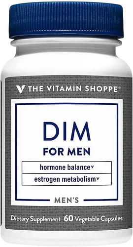 The Vitamin Shoppe DIM Hombres con BioPerine 200mg - Equilibrio hormonal | Apoyo al metabolismo de estrógeno | 60 cápsulas | Absorción mejorada